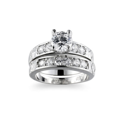 Crystal and Cubic Zirconia Ring Set, jewelry gift sets for women, dainty minimalist design, side view
