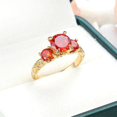 Red Crystal & 18K Gold-Plated Ring