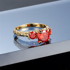 Red Crystal & 18K Gold-Plated Ring