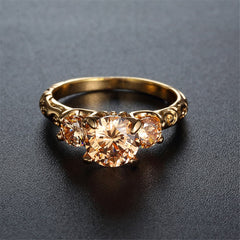 Champagne Crystal & 18K Gold-Plated Ring