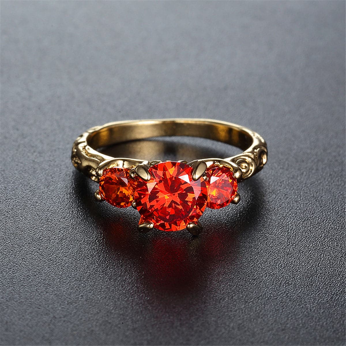 Red Crystal & 18K Gold-Plated Ring