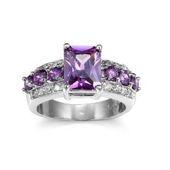 Purple Cubic Zirconia & Crystal Ring