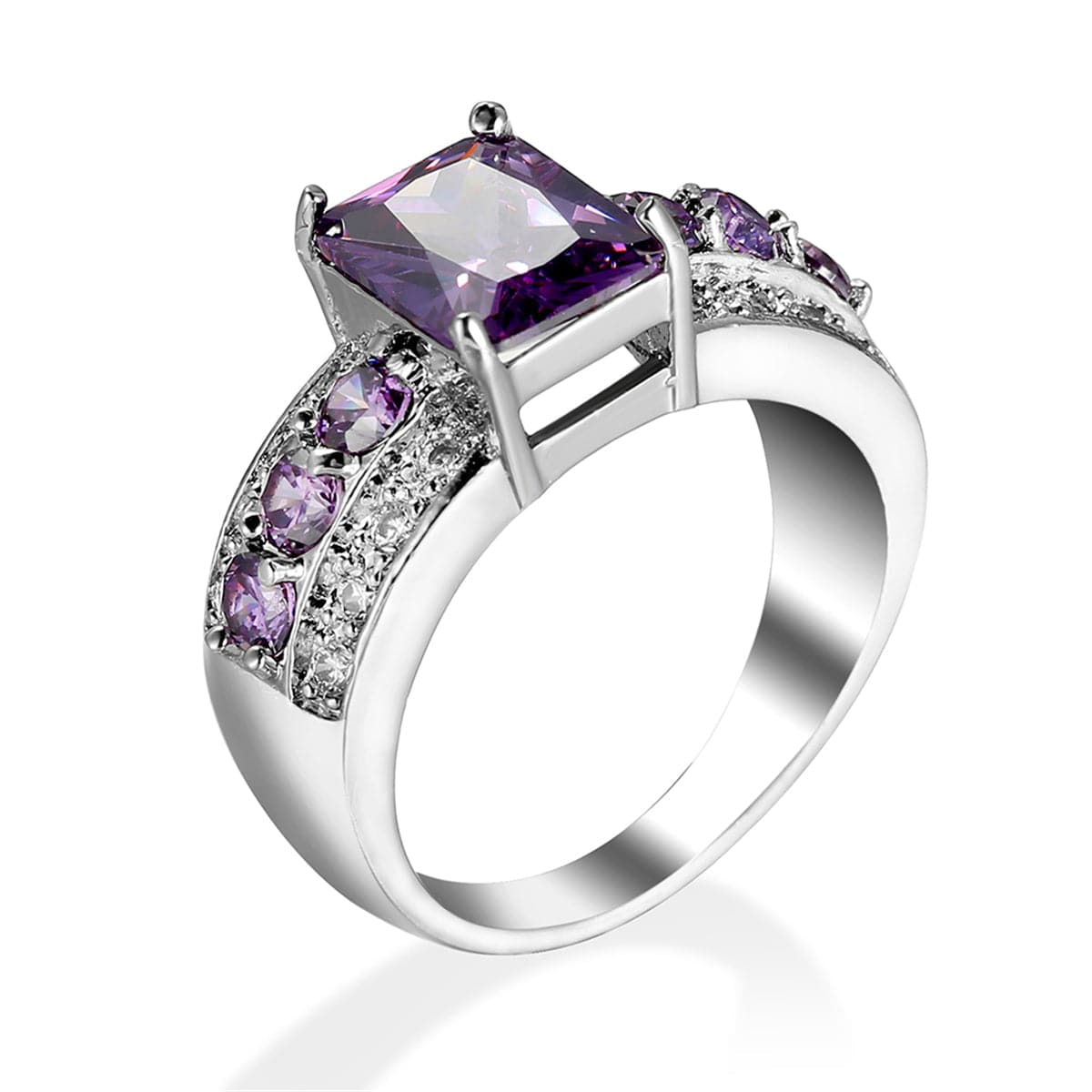 Purple Cubic Zirconia & Crystal Ring