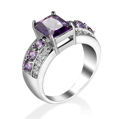 Purple Cubic Zirconia & Crystal Ring