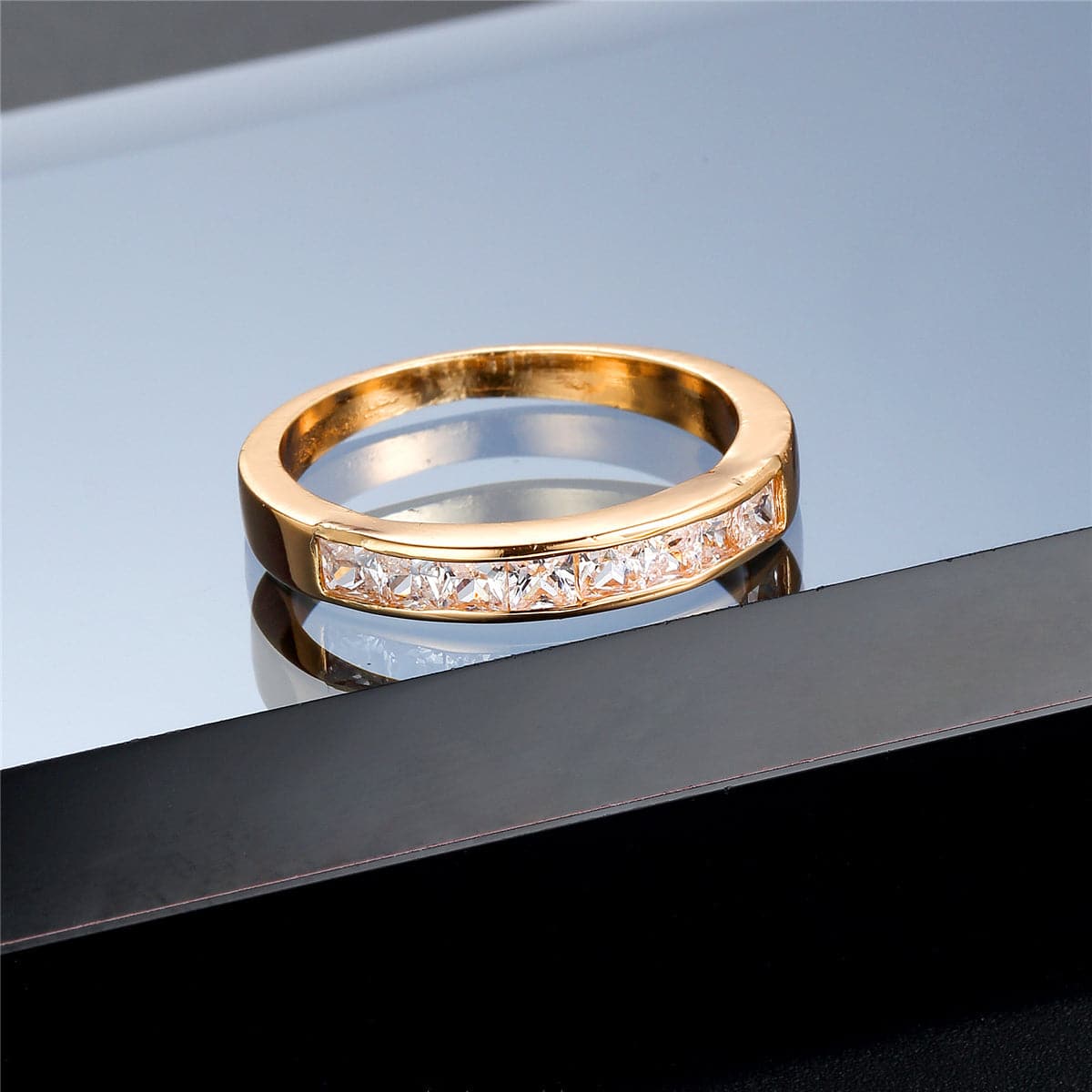 Crystal and 18K Gold-Plated Band, gold statement rings for women, botanical inspired, lifestyle look