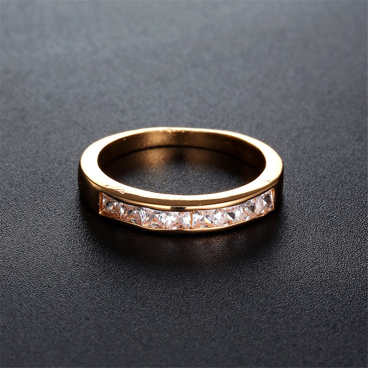 Crystal and 18K Gold-Plated Band, gold statement rings for women, botanical inspired, front view