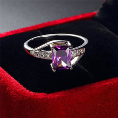 Purple Cubic Zirconia & Crystal Ring