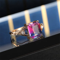 Rose Crystal & Cubic Zirconia Cushion Openwork Ring