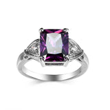 Purple Crystal & Cubic Zirconia Princess-Cut Ring