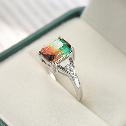 Green Crystal and Cubic Zirconia Cushion Openwork Ring, statement rings for women, vintage-inspired design, detail close-up