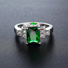 Emerald Cubic Zirconia & Crystal Ring