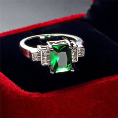Emerald Cubic Zirconia & Crystal Ring