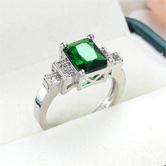 Emerald Cubic Zirconia & Crystal Ring