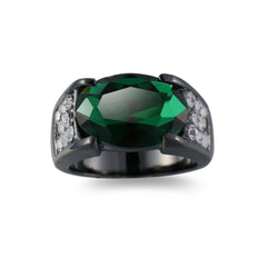 Green Crystal & Cubic Zirconia Oval-Cut Ring