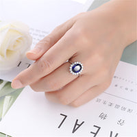 Navy Crystal & Cubic Zirconia Floral Ring