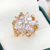 Cubic Zirconia & 18K Gold-Plated Snowflake Ring