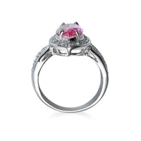 Pink Cubic Zirconia & Crystal Halo Marquise Ring