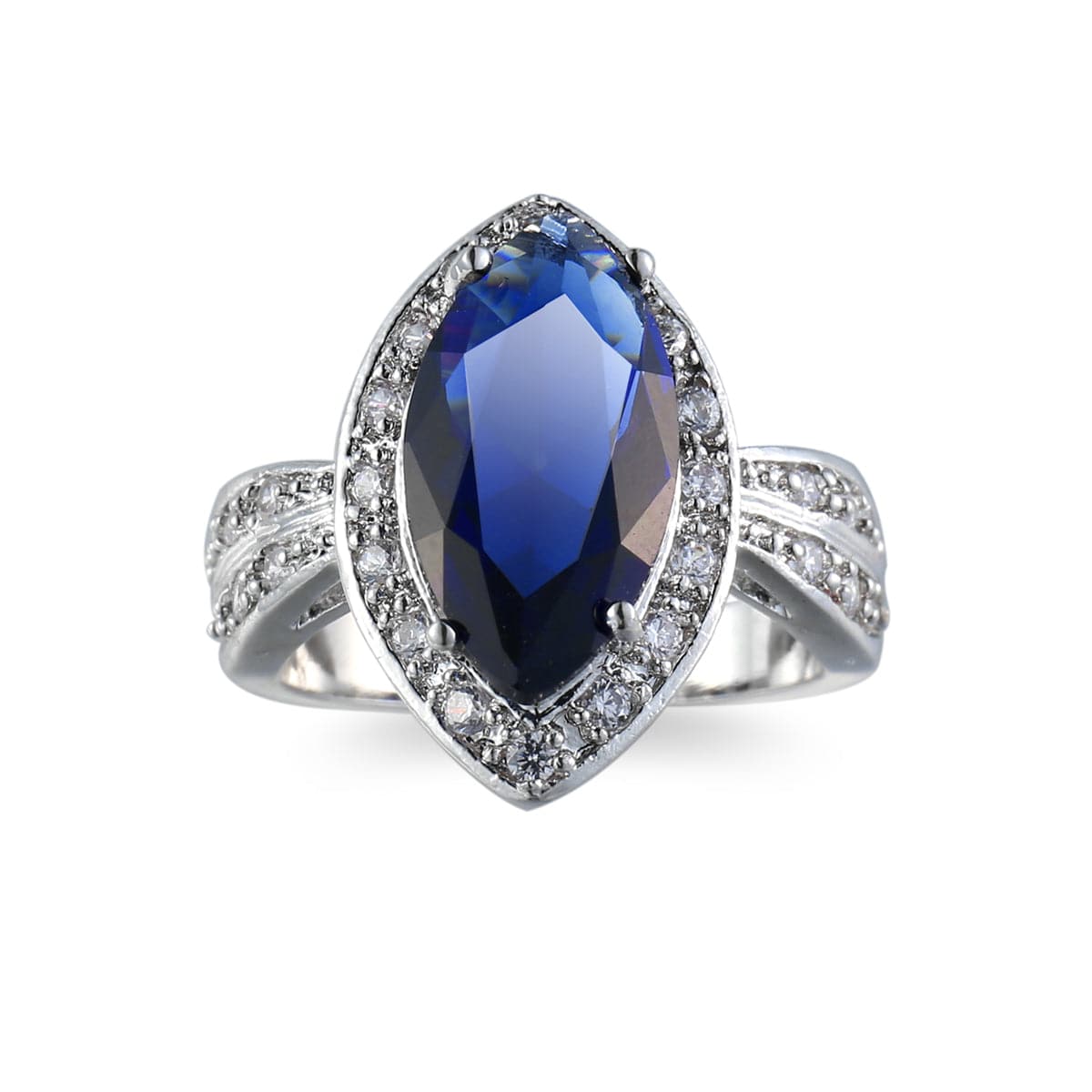 Navy Crystal & Cubic Zirconia Pear-Cut Ring