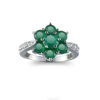 Green Crystal & Cubic Zirconia Flower Ring
