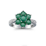 Green Crystal & Cubic Zirconia Flower Ring