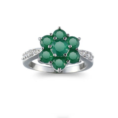 Green Crystal & Cubic Zirconia Flower Ring