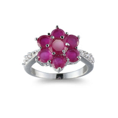 Rose Cubic Zirconia & Crystal Floral Round Prong Ring