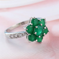 Green Crystal & Cubic Zirconia Flower Ring