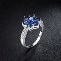 Navy Crystal & Cubic Zirconia Flower Ring