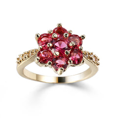 Rose Crystal & Cubic Zirconia 18K Gold-Plated Floral Round Prong Ring