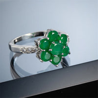 Green Crystal & Cubic Zirconia Flower Ring