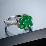 Green Crystal & Cubic Zirconia Flower Ring