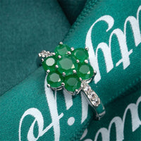 Green Crystal & Cubic Zirconia Flower Ring