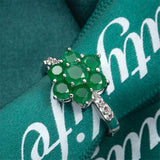 Green Crystal & Cubic Zirconia Flower Ring