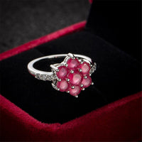 Green Crystal & Cubic Zirconia Flower Ring