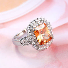 Champagne Cubic Zirconia & Crystal Double Halo Ring