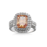 Champagne Cubic Zirconia & Crystal Double Halo Ring