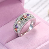 Red Crystal & Platinum-Plated Band Ring