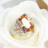 Champagne Cubic Zirconia & Crystal Marquise-Accent Radiant-Cut Ring