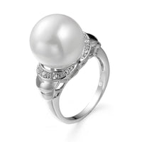 Imitation Pearl & Cubic Zirconia Statement Ring