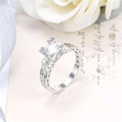 Crystal and Silver-Plated Cocktail Ring, silver statement rings for women, dainty minimalist design, lifestyle look
