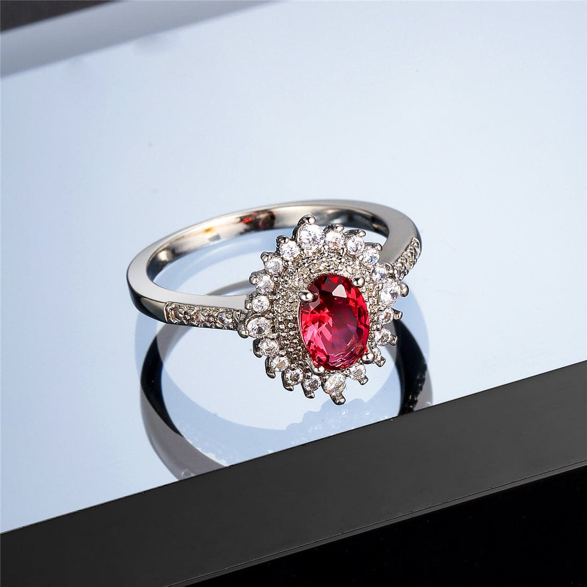 Rose Crystal and Cubic Zirconia Flower Band Ring, statement rings for women, vintage-inspired design, styled look