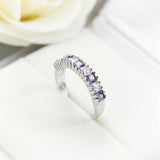 Purple Crystal Princess-Cut Line Ring