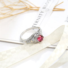 Rose Cubic Zirconia & Silver-Plated Round Ring