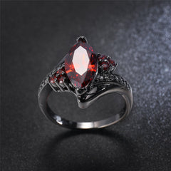 Red & Black Crystal & Cubic Zirconia Pear-Cut Ring