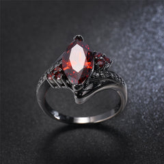 Red & Black Crystal & Cubic Zirconia Pear-Cut Ring