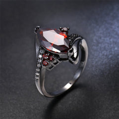 Red & Black Crystal & Cubic Zirconia Pear-Cut Ring