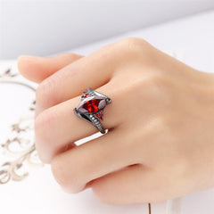 Red & Black Crystal & Cubic Zirconia Pear-Cut Ring