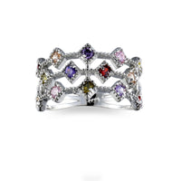 Red & Pink Cubic Zirconia Line Ring