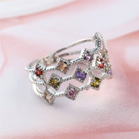Red & Pink Cubic Zirconia Line Ring