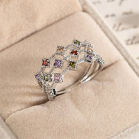 Red & Pink Cubic Zirconia Line Ring